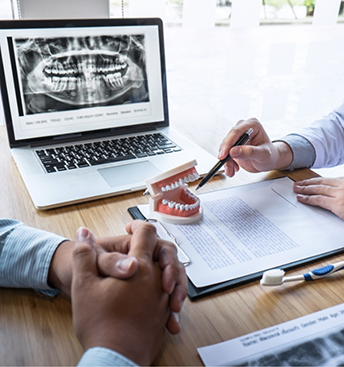 Man at a consultation with his dentist