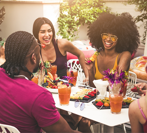 Group of friends enjoying a meal at a restaurant