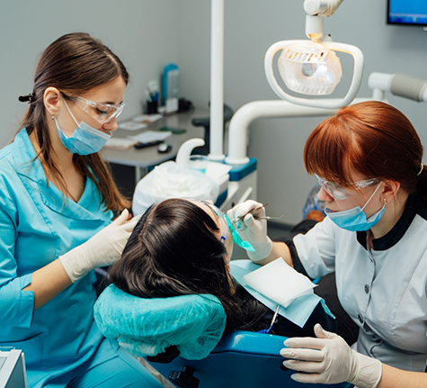 Woman getting a dental procedure